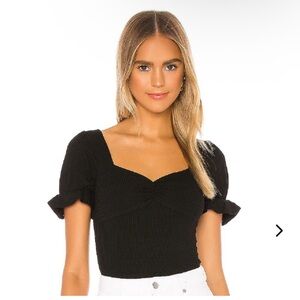 Lovers + Friends Black Puff Sleeve Top Lana Small